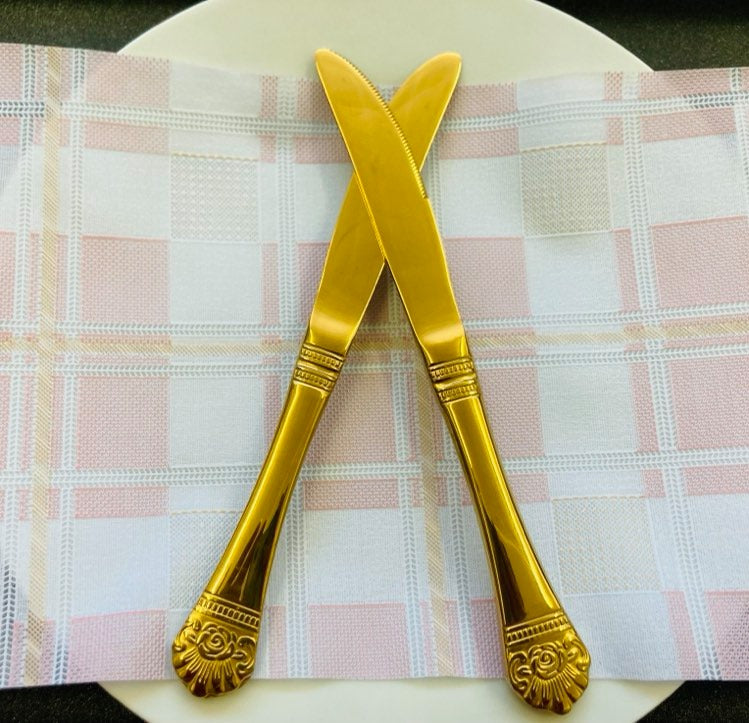 12 PC Flower Design Dinner Knife Set