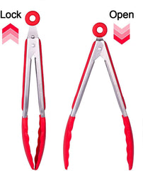 13" Red Tongs with Silicone Handle