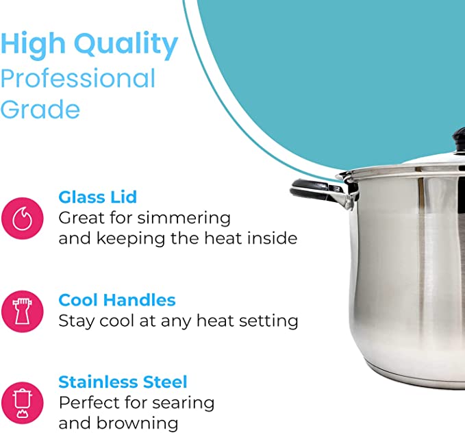 10 QT Stainless Steel 18/10 Induction Stock Pot (Free Gift 1 Knife Set)