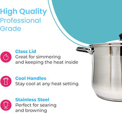 16 QT Stainless Steel 18/10 Induction Stock Pot (Free Gift 1 Knife Set)