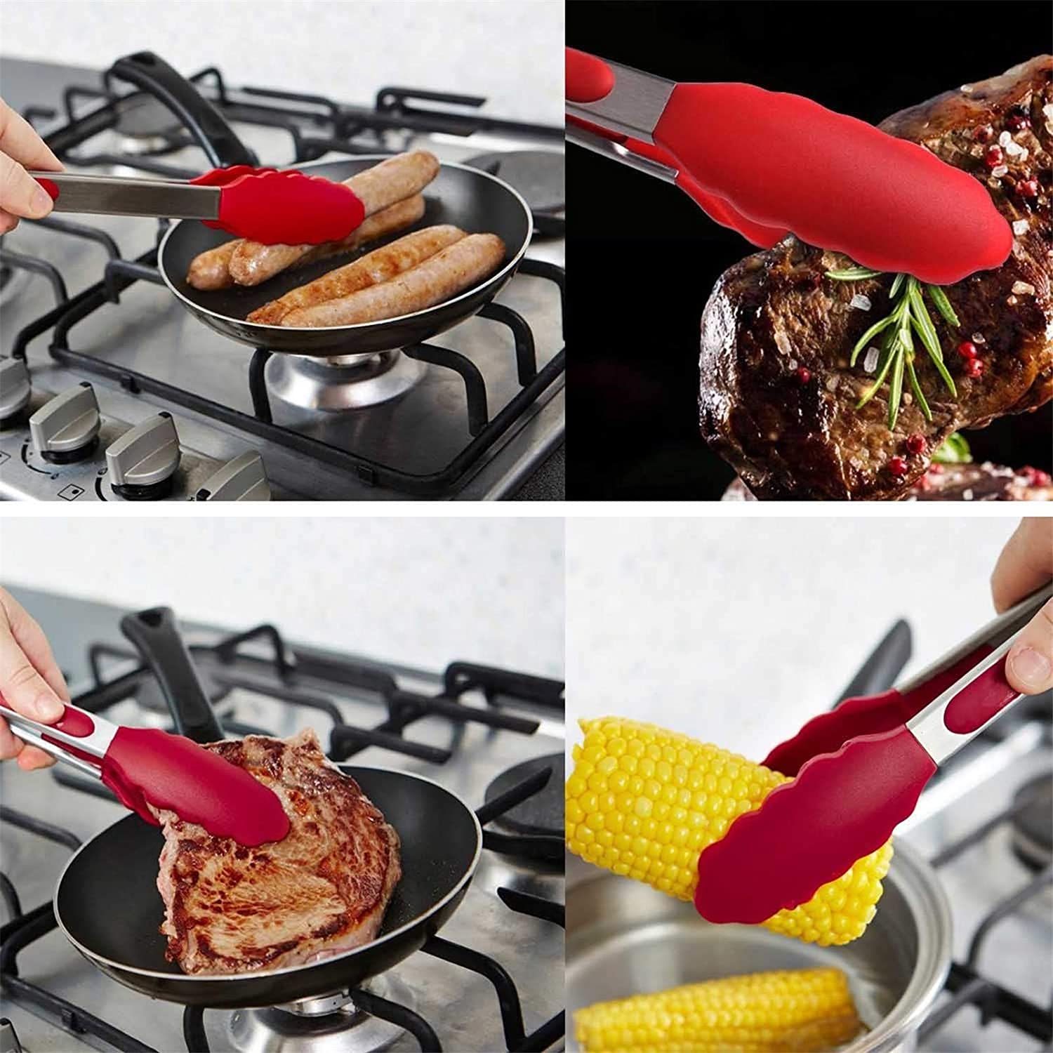 13" Red Tongs with Silicone Handle