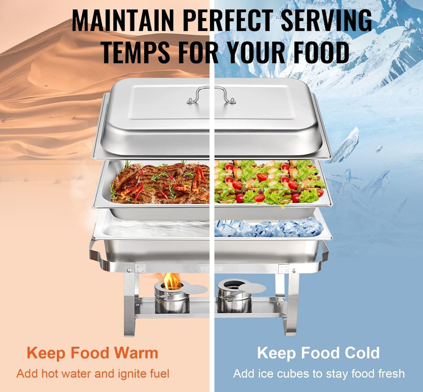 11L Stainless Steel Chafing Dish Food Warmer for Buffet (Pack of 4)