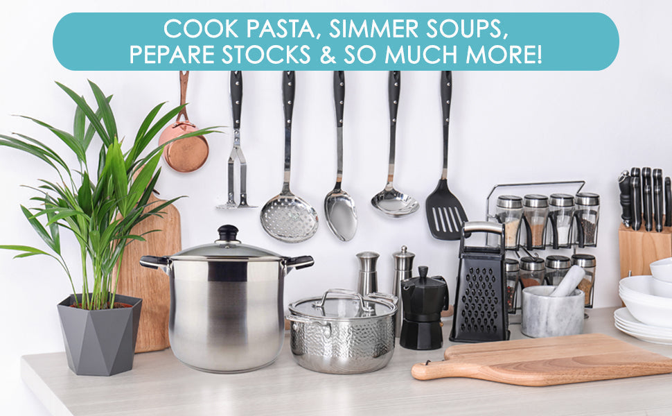 12 QT Stainless Steel 18/10 Induction Stock Pot (Free Gift 1 Knife Set)