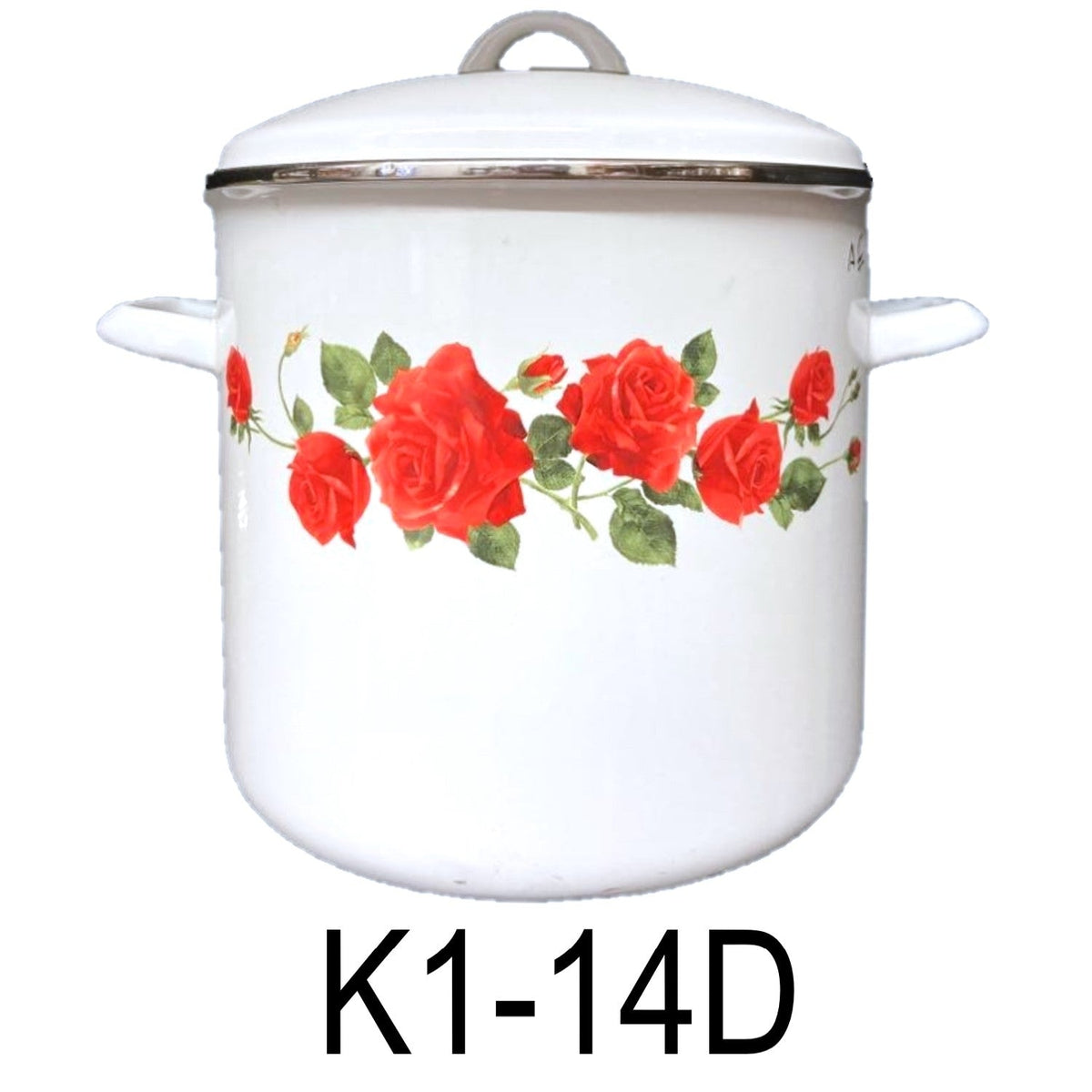 12 QT Rose Enamel Stock Pot with Lid