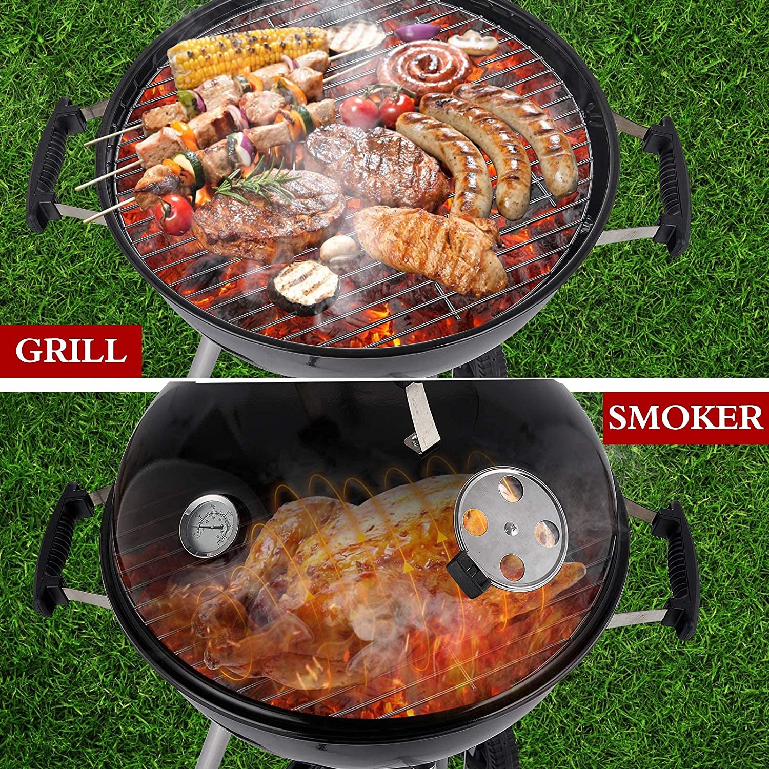 17" Round Portable BBQ Roaster Grill - Asador- Charcoal Grill