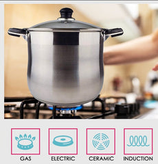 12 QT Stainless Steel 18/10 Induction Stock Pot (Free Gift 1 Knife Set)
