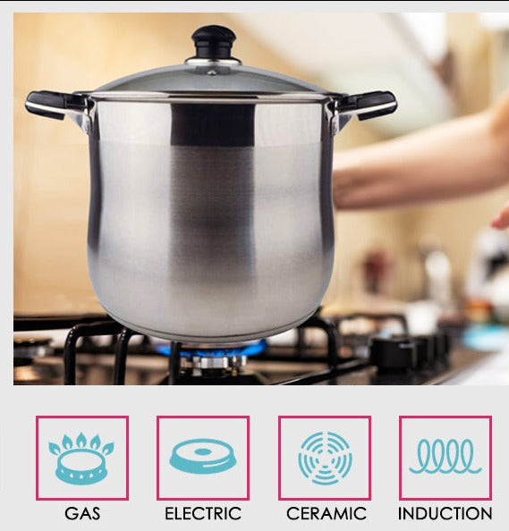 10 QT Stainless Steel 18/10 Induction Stock Pot (Free Gift 1 Knife Set)