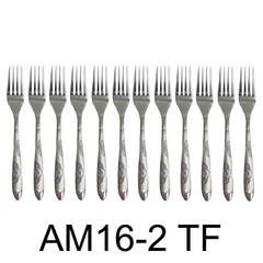 12 PC Wavy Cloud Design Stainless Steel Silver Tea Fork