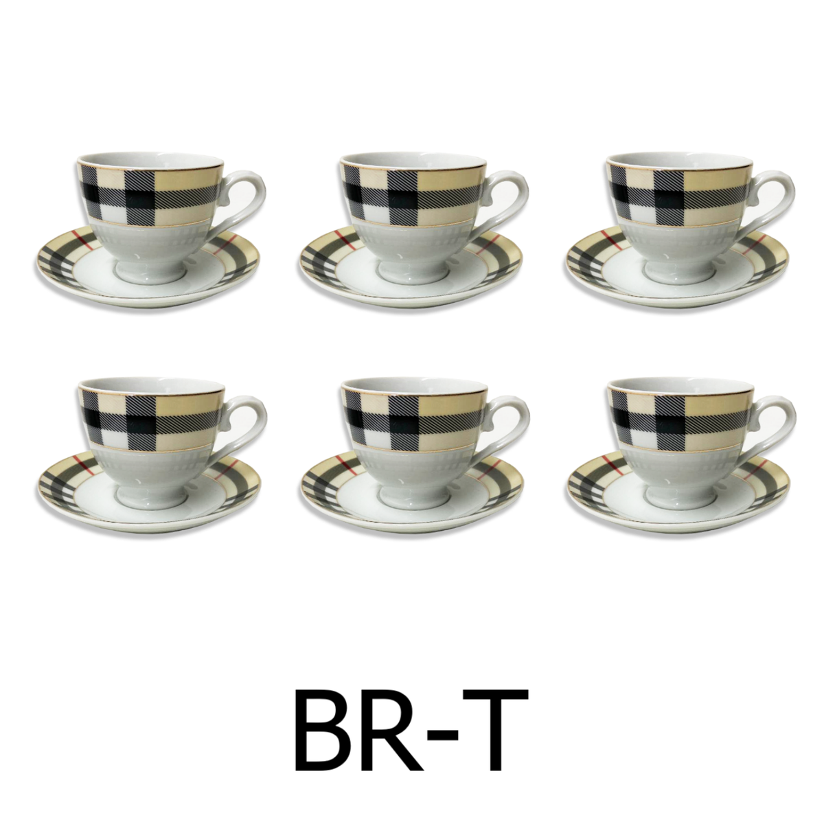 12 PC Tea Set With Line Design (Burberry Inspired)