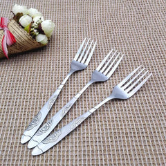 12 PC Wavy Cloud Design Stainless Steel Silver Dinner Fork