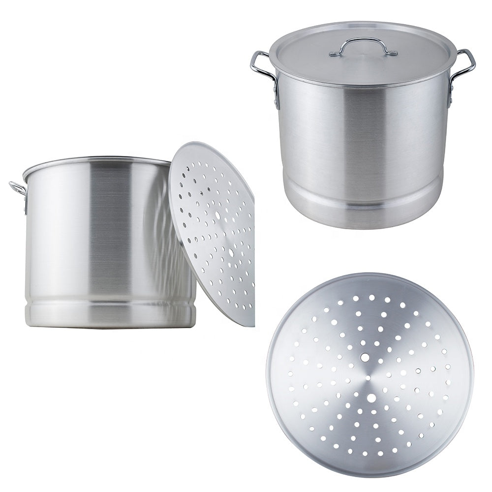 12 PC Tamales Aluminum Stock Pot Set With Steamer Rack