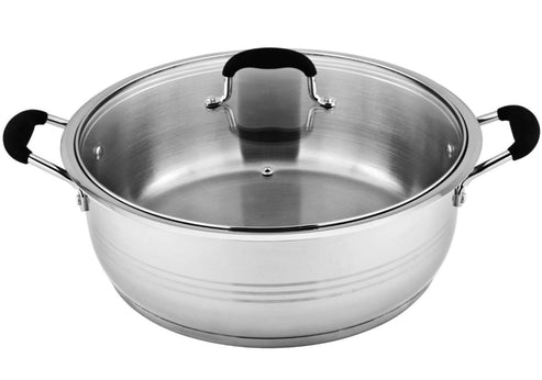18 QT Stainless Steel 18/10 Induction Low Pot With Silicon Handle