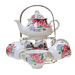 15 PC Pink Peony Tea Set