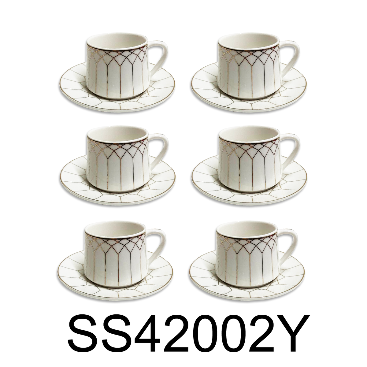 12 PC White & Gold Turkish Coffee Cup and Saucer