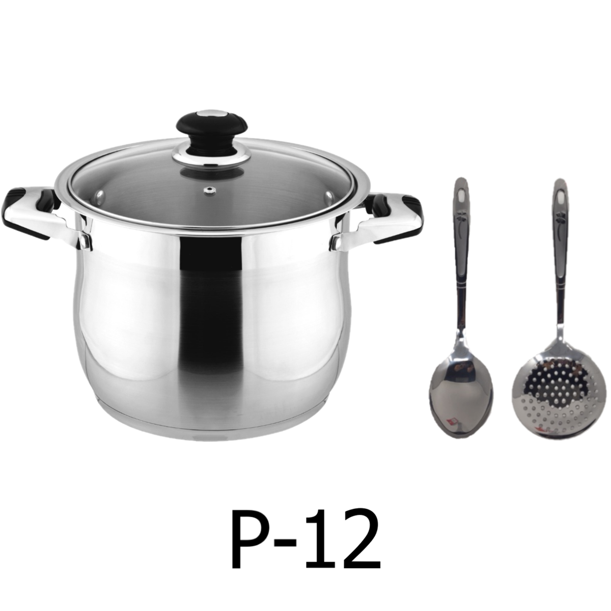 12 QT Stainless Steel 18/10 Induction Stock Pot (Free Gift 2 Spoons)