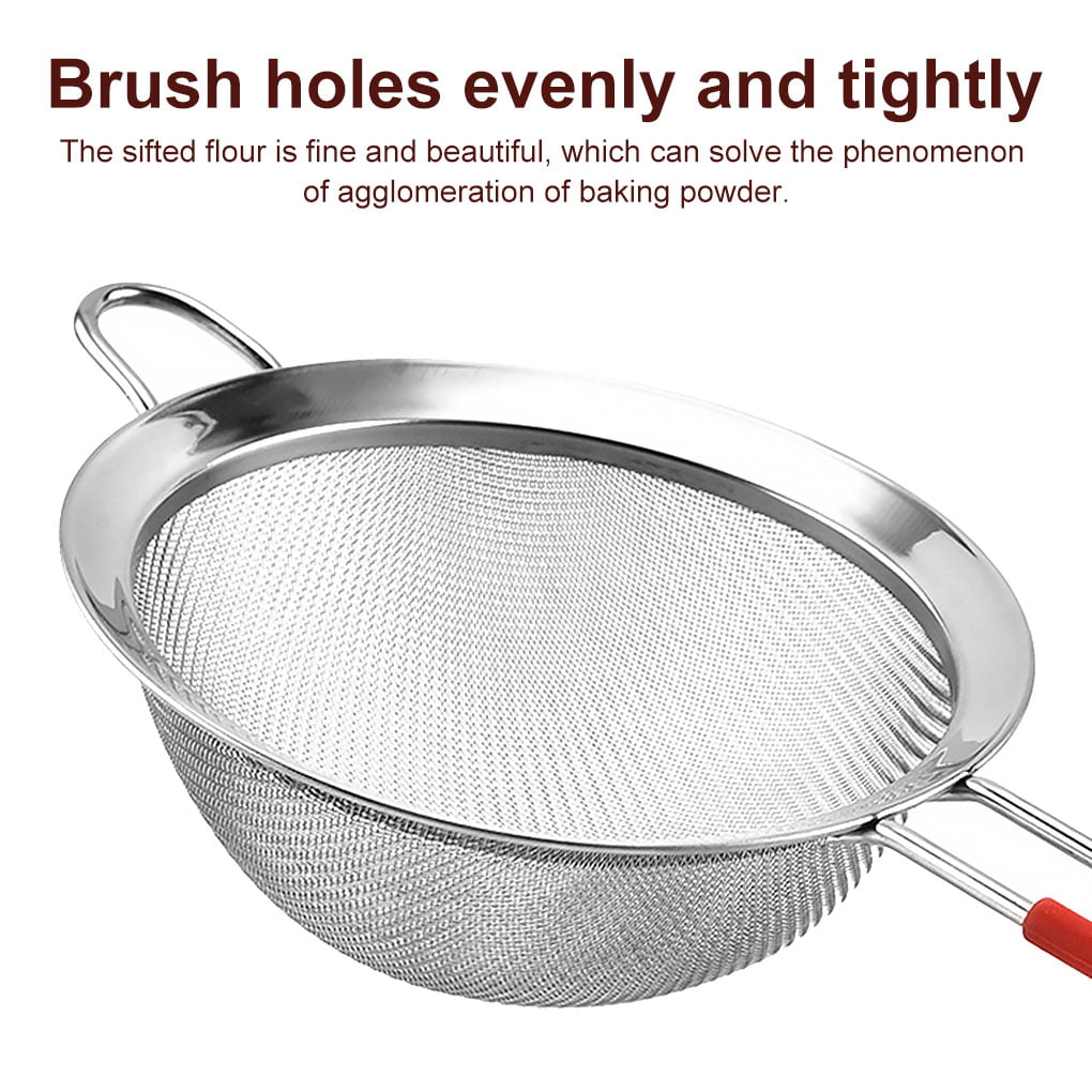16.5" Stainless Steel Strainer Set with Silicone Handle - Red