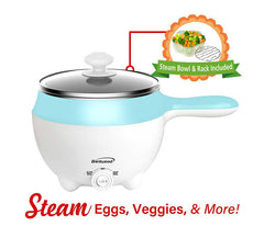 1.6 QT Blue Electric Hot Pot Cooker & Food Steamer