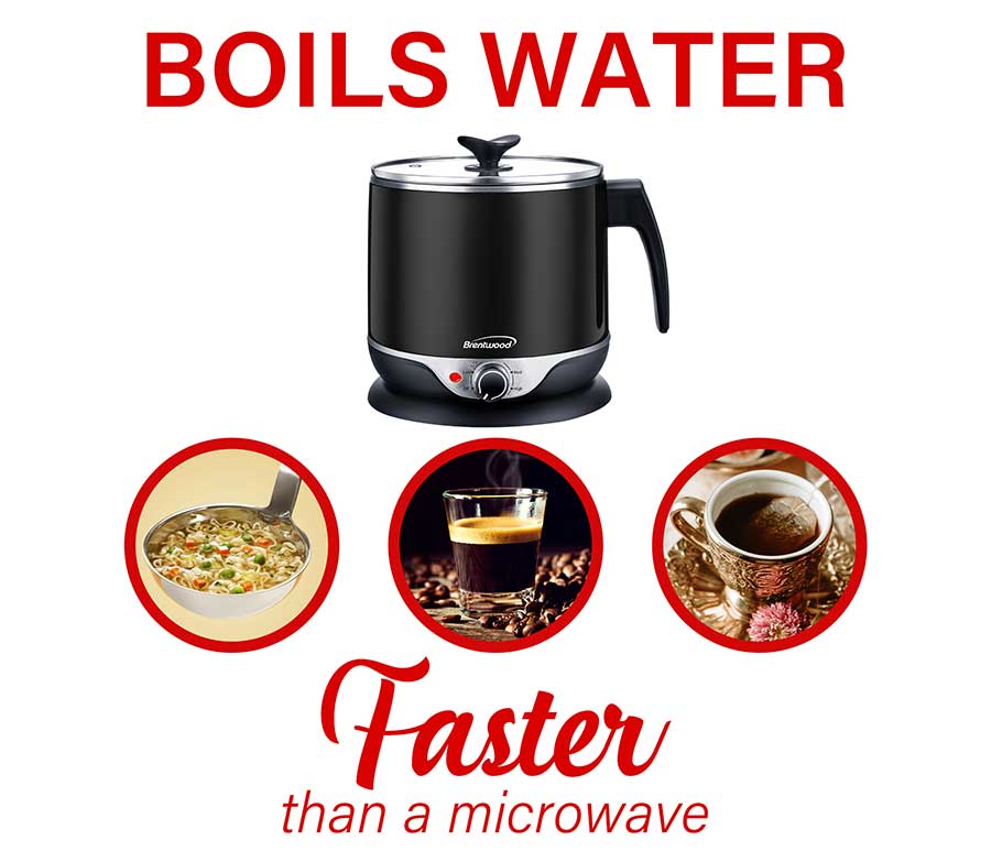 1.9 QT Brentwood Cordless Electric Hot Pot Cooker & Food Steamer