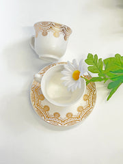 12 PC White & Gold Tea Cup Set